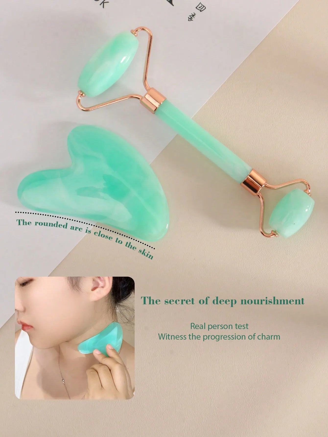 Facial Massage Scraping Tool Kit With Face Roller Massage Stick Ice Gel Pack